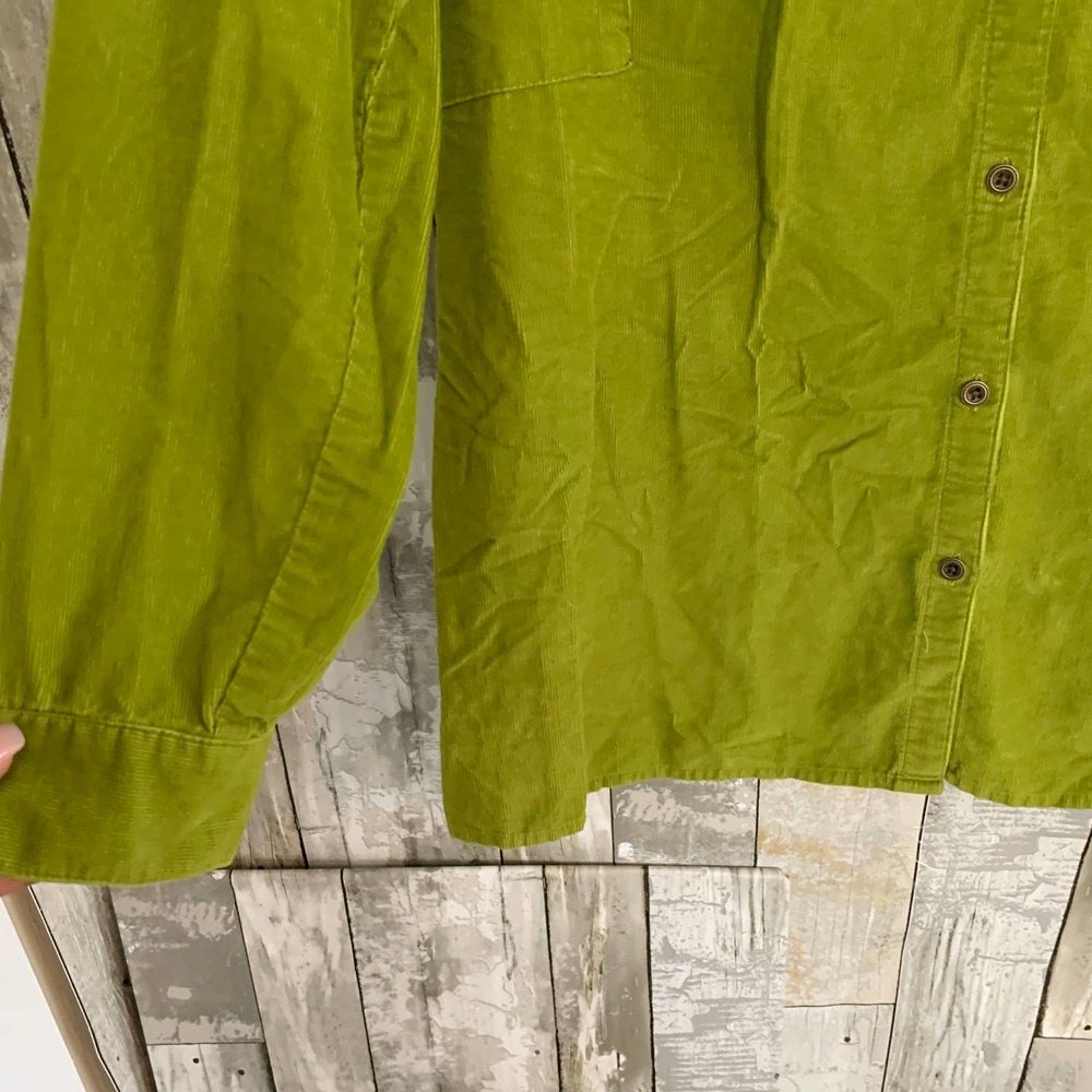 J. Jill green corduroy long sleeve button up shirt M - Picture 3 of 5